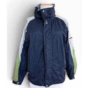 Ride Snowboard Jacket Mens Large Navy Blue Grey Lime Green Technical Shell L